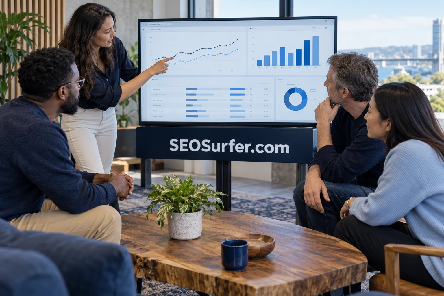 Search practitioners working together at a digital workspace